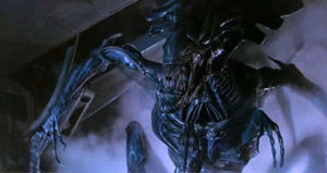 Sigourney Weaver squares off against the Alien Queen in Aliens